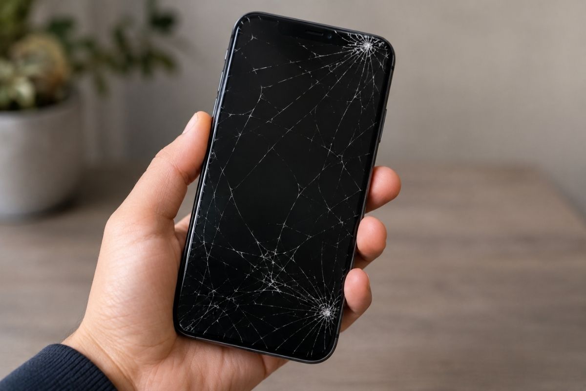 osoba drži napukli telefon u ruci